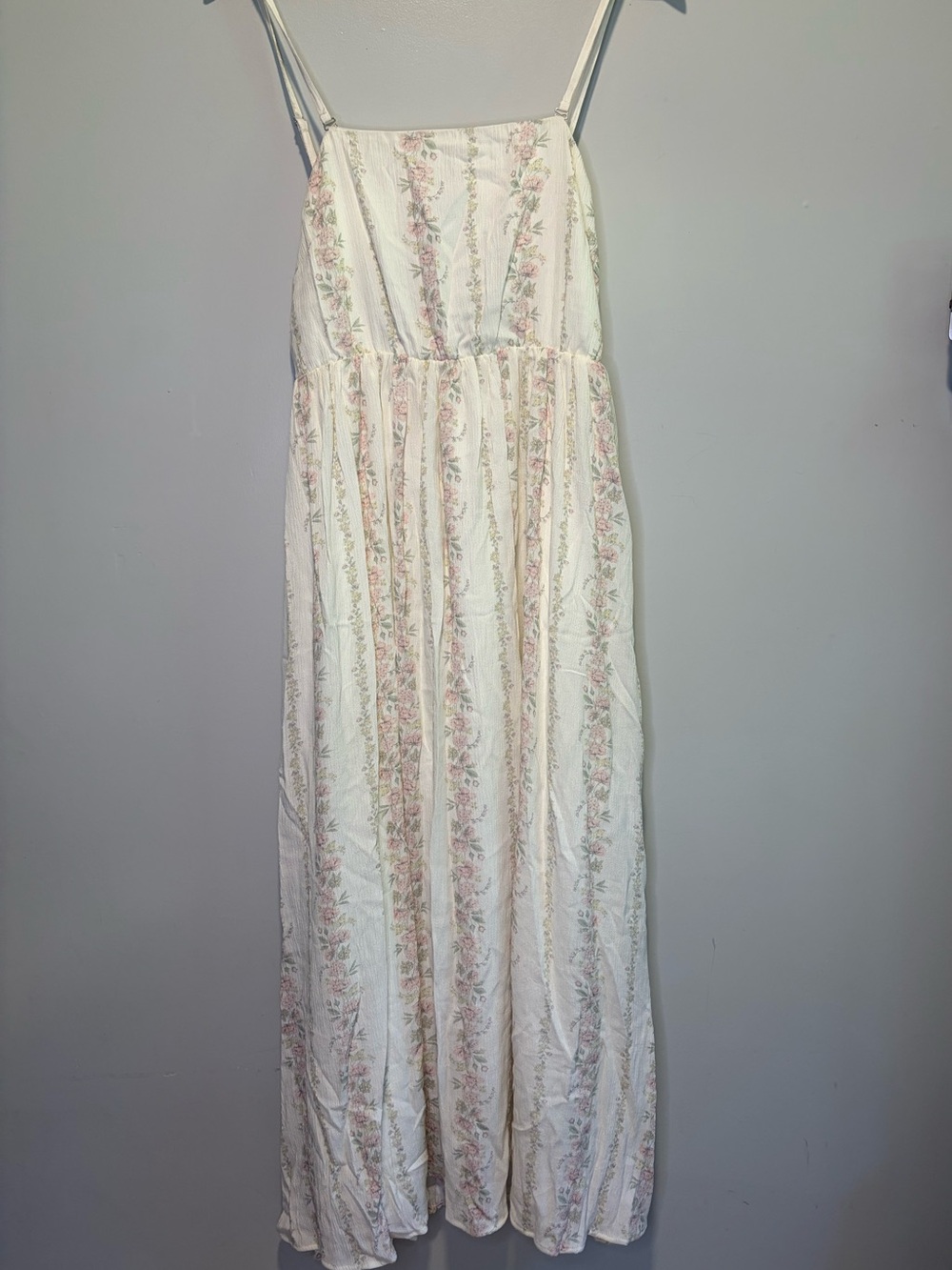 Celebrity Pink Bridgerton Cream Maxi Dress with Pink Floral Stripes